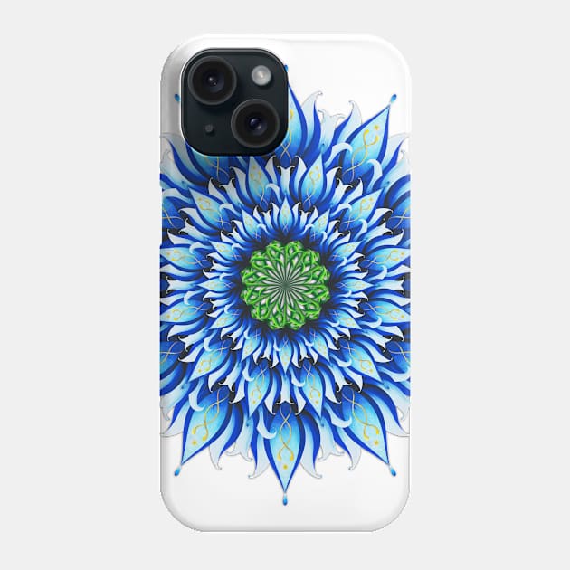 Blue Lotus Flowers Mandala Phone Case by MandalaSoul