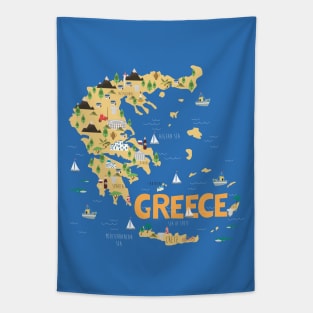 Greece illustrated map Tapestry