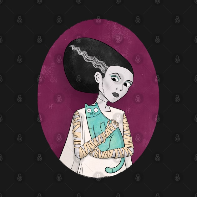 The Bride of Frankenstein's Cat by Drawn to Cats