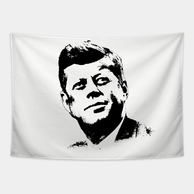 John F. Kennedy Portrait Pop Art Black White Tapestry by phatvo