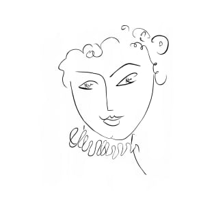 Minimal One Line Face Illustration T-Shirt