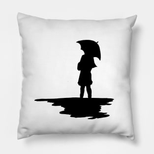 The girl holds an umbrella Pillow