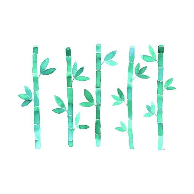 Watercolor Bamboo Pattern - Mint Green by monitdesign