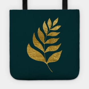 Simple branch - green and gold Tote