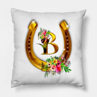 Letter B Name Initial and Horseshoe Pillow