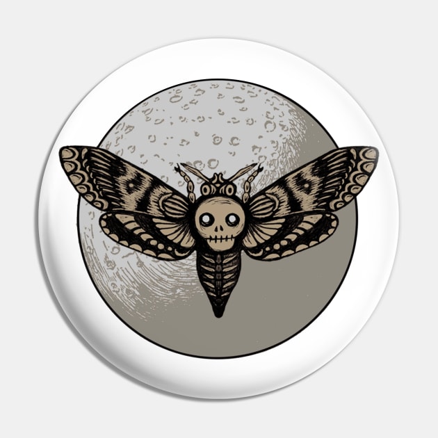 Skull Moth Moon Pin by Earthenwood