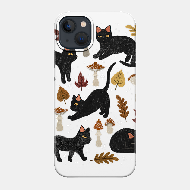 autumn cat magic - Black Cat - Phone Case