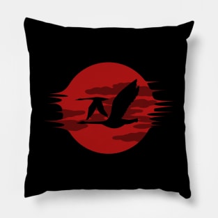 Flight at sunset Pillow