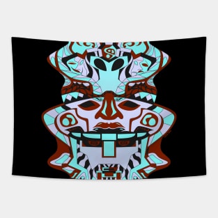 alien olmec head ecopop Tapestry