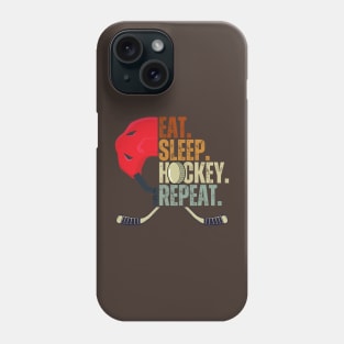 Eat Sleep Hockey Repeat Kids Adult Ice Hockey Retro Vintage Phone Case