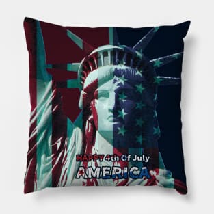 statue of liberty with flag design Pillow