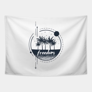 Palms And Airplane. Freedom, Summer. Motivational Quote. Geometric Style Tapestry