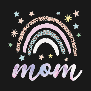 Cute Mama Leopard Rainbow Skin Graphic Pattern T-Shirt