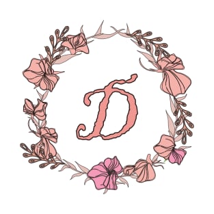 Letter D Rose Pink Initial Monogram - Letter D T-Shirt
