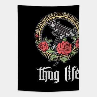 Thug Life #2 /// Colored Tattoo Style Illustration Design Tapestry