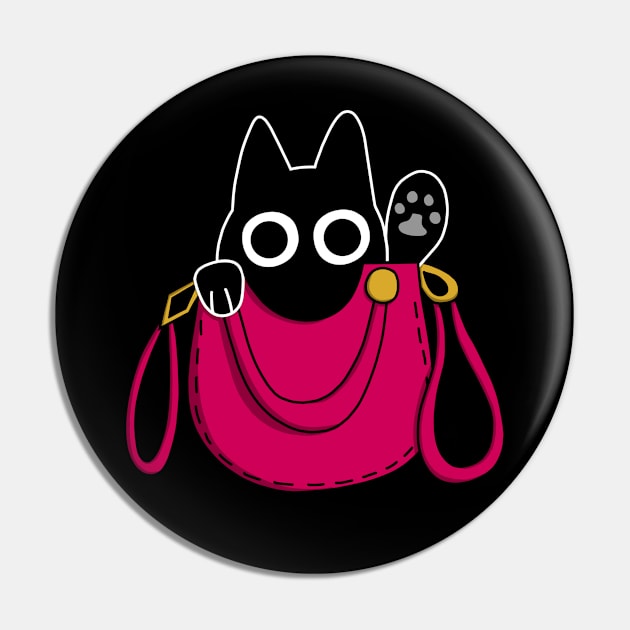 Black Cat in Purse Pin by pako-valor