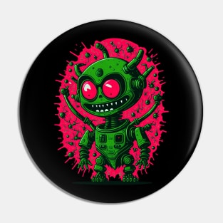 Villain Robot with Evil Smile Pin