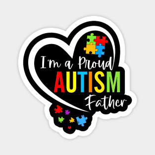 I'm A Proud Autism Father Heart Autism Awareness Puzzle Magnet