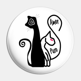 Pure feline love. Adorable black and white cat couple. True love for kittens. Pin