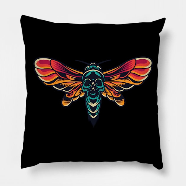 butterfly skull Pillow by Spring Moon