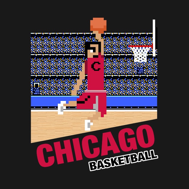 Chicago Basketball 8 bit pixel art cartridge design by MulletHappens