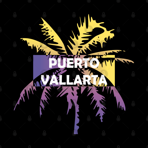 Puerto Vallarta Mexico Neon Tropics Vacation Palm Trees by FilsonDesigns