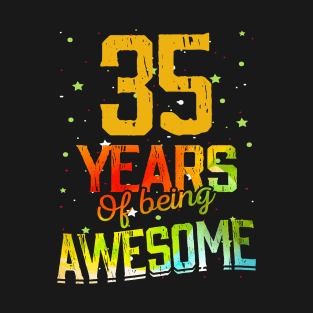 35 Years Of Being Awesome Gifts 35th Anniversary Gift Vintage Retro Funny 35 Years Birthday Men Women T-Shirt