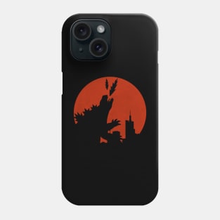 Godzilla in the city under the eerie red moonlight Phone Case