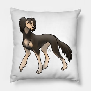 Dog - Saluki - Feathered Black and Tan Pillow