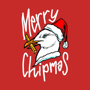 Funny Christmas Sea Gull with 'Merry Chipmas' Quote T-Shirt