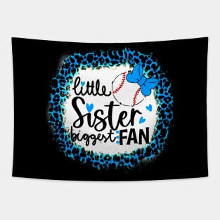 Baseball Little Sister Biggest Fan Leopard Baseball Sister Tapestry