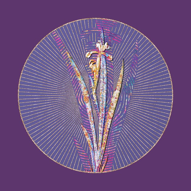 Yellow Banded Iris Floral Rainbow Mosaic on Veri Peri by Holy Rock Design