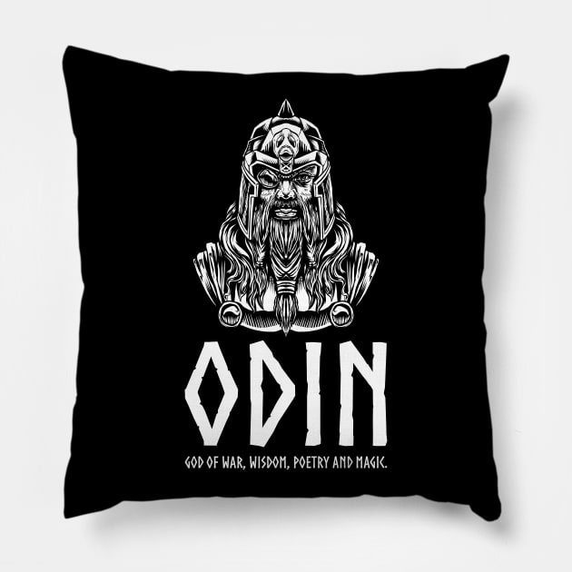 Norse Mythology Odin God Of War, Wisdom, Poetry And Magic Pillow by Styr Designs