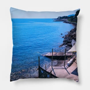 Italian Bay Beach Sea Coast Sanremo Italy Pillow