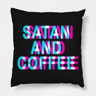 SATAN AND COFFEE - FUNNY TRIPPY 3D SATANIC OCCULT Pillow