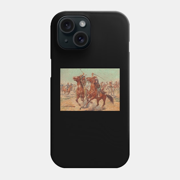 Battle Between Indians And U.S. Army - Vintage Western American Art Phone Case by Click Here For More