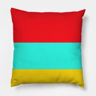 A marvelous jumble of Cherry Red, Barbie Pink, Golden Yellow and Bright Light Blue stripes. Pillow