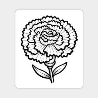 Black And White Carnation Design Magnet