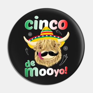 Scottish Highland Cow Celebrates Cinco De Mayo Pin