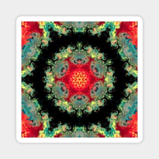 Psychedelic Hippie Red Teal and Black Magnet