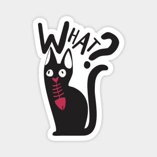 Fun Minimalist What Black And Magenta Cat Cartoon Magnet