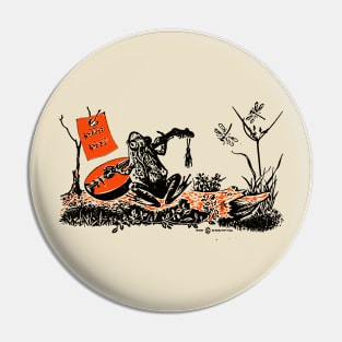 Vintage Storybook Frog Playing the Mandolin Pin