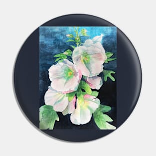 Pale pink hollyhocks watercolor flower painting Pin