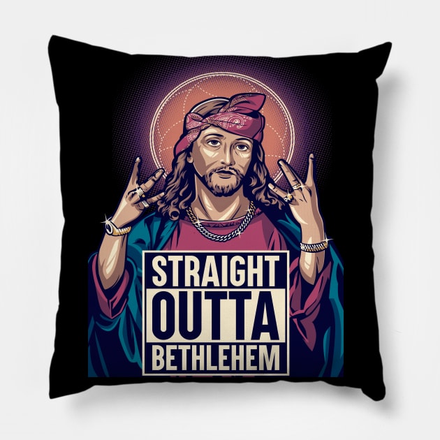 Jesus outta Bethlehem Pillow by Dark Planet Tees