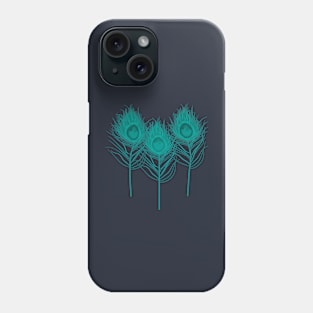 Aqua Peacock Feather Pattern Phone Case