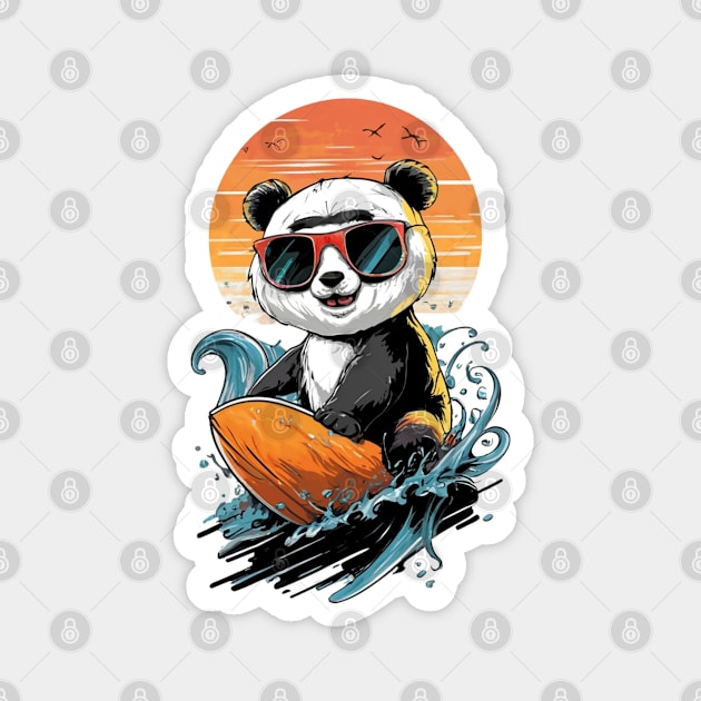Cool Surfing Panda Bear Magnet by CBV