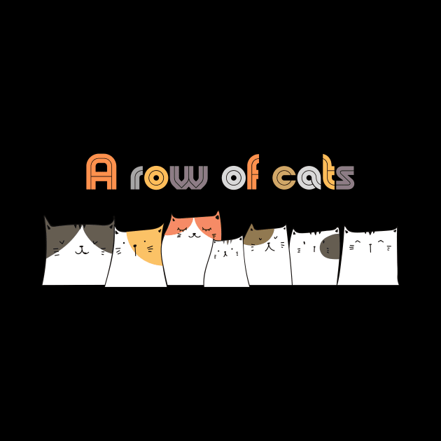 Cute Cat Design: A Row of Cats by CrazilykukuDesigns