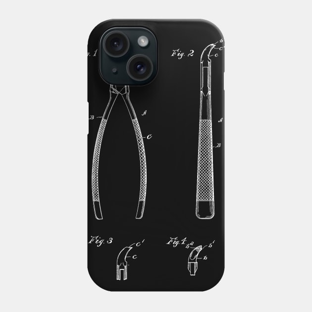 dental forceps Vintage Patent Hand Drawing Phone Case by TheYoungDesigns