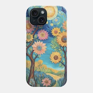 Starry Sunflower Sonata: Van Gogh's Midnight Reverie Phone Case