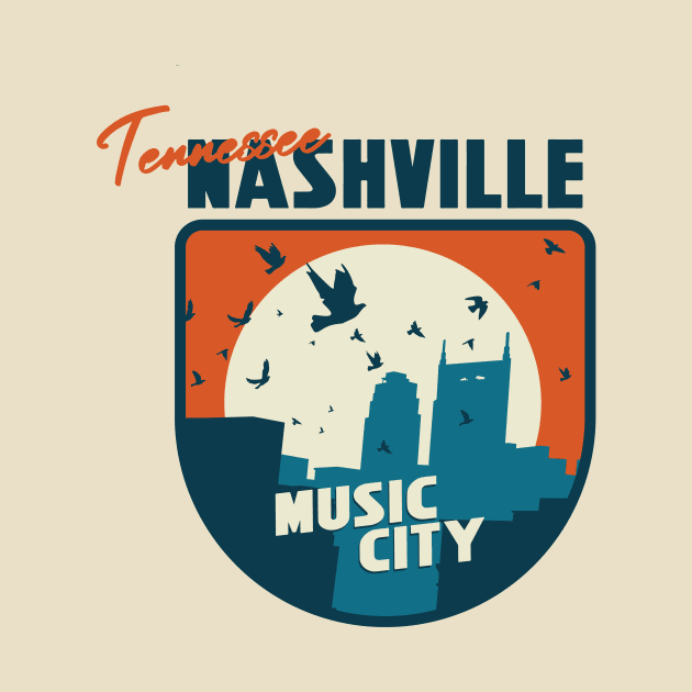 Nashville Tennessee City Sunset Retro Vintage Design by Terrybogard97